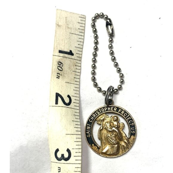 St. Christopher I Am A Catholic Medal Bag Charm 12K Gold Filled With Ball Chain - Picture 4 of 5